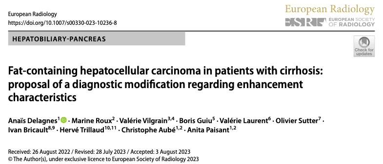 European Radiology：含脂肪的肝细胞癌该如何诊断？