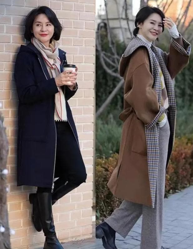 真正时髦的50、60岁女人，冬天都不穿打底裤，这样打扮才优雅