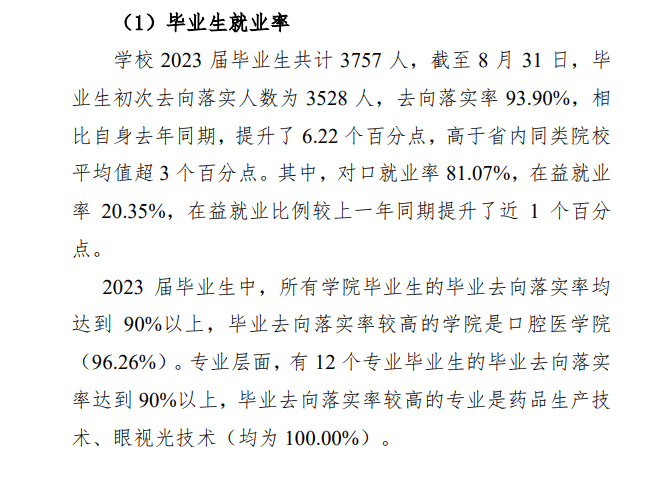 益阳医学高等专科学校近三年就业率数据汇总