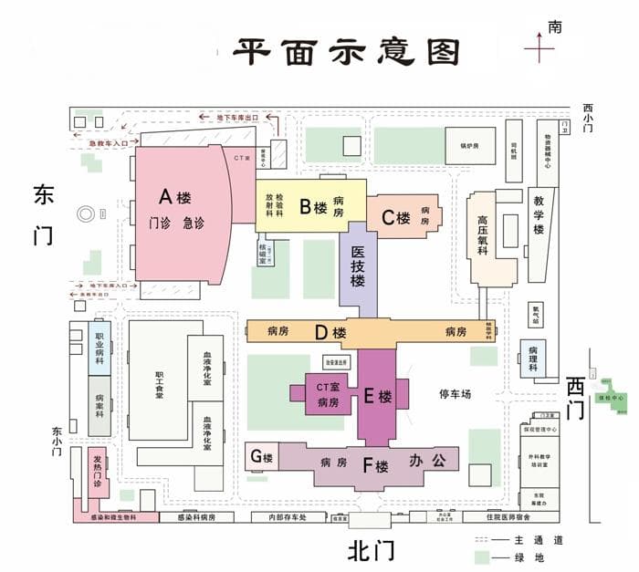北京朝阳医院最新楼层索引图：六栋楼科室分布一目了然