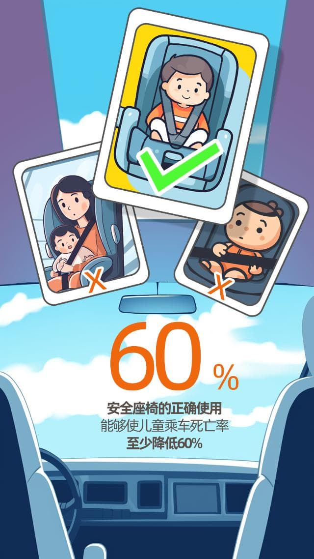 正确使用一“盔”一“椅” 保障儿童出行安全