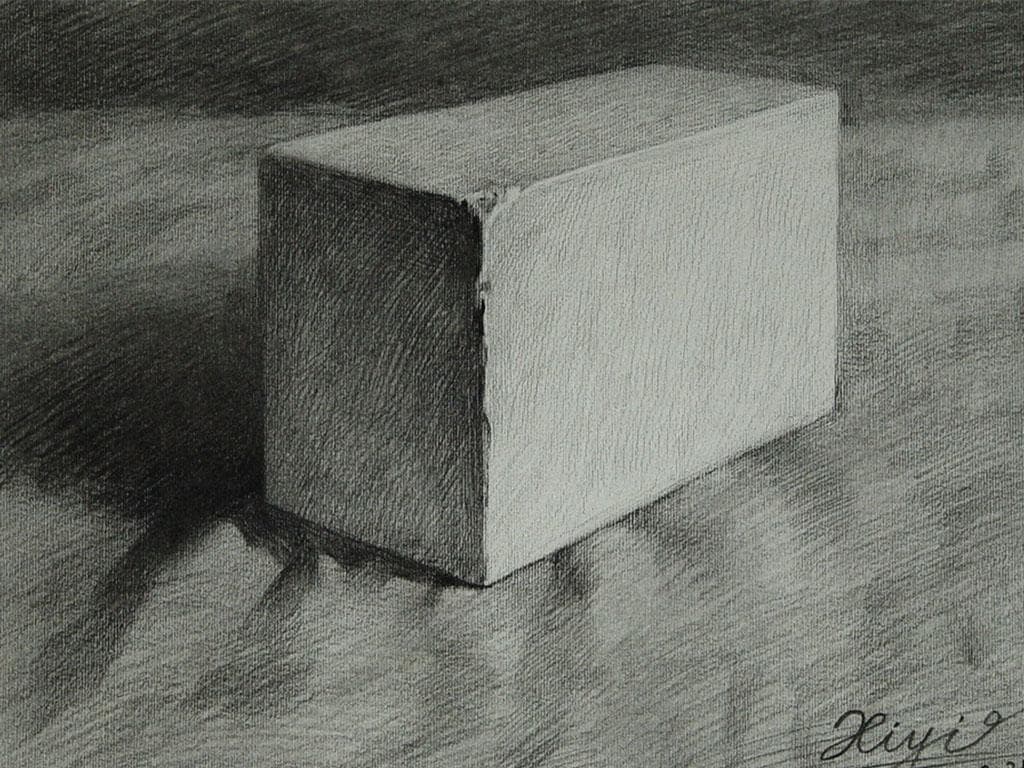 《素描长方体》三点透视教学