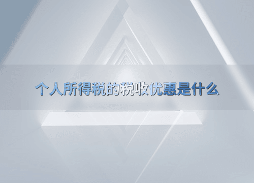 个人所得税的税收优惠是什么