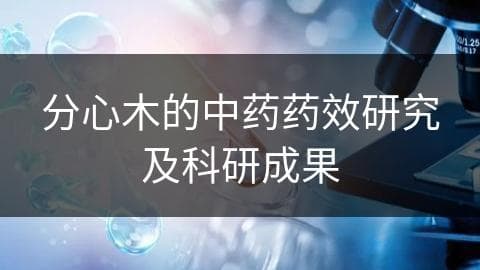 分心木的中药药效研究及科研成果