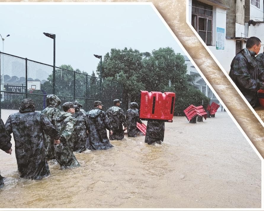在抢险救灾中交出民兵答卷