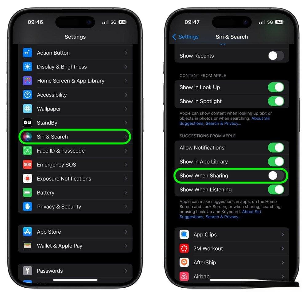 从 iPhone 的共享菜单中删除建议的联系人