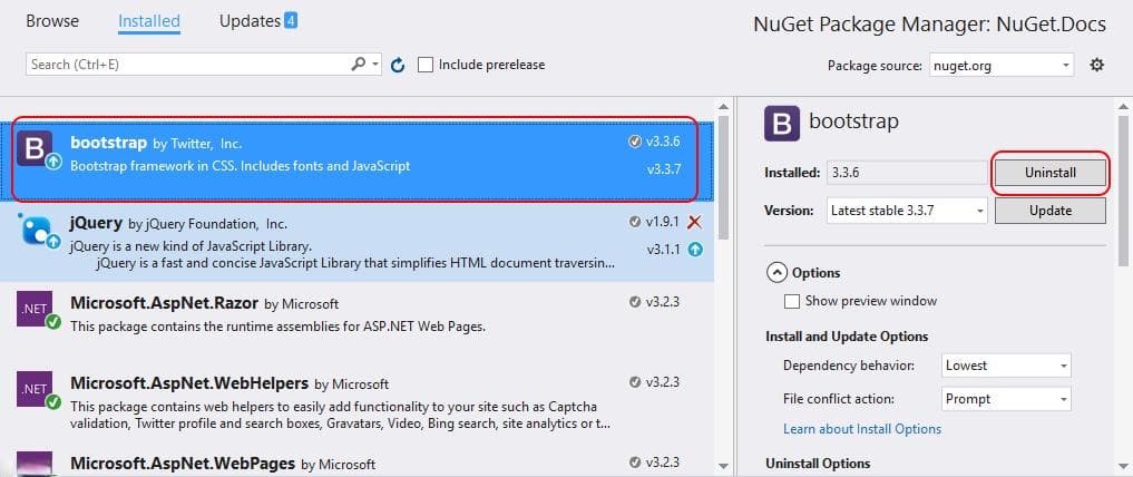 使用 NuGet 包管理器在 Visual Studio 中安装和管理包