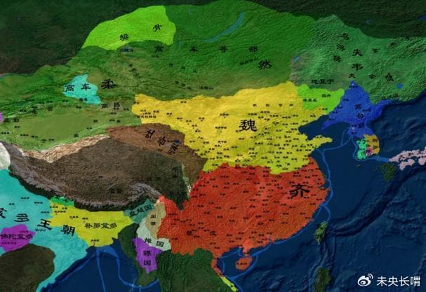 南梁的侯景之乱导致南朝疆域大幅缩小，南陈又无力北伐故领土极少