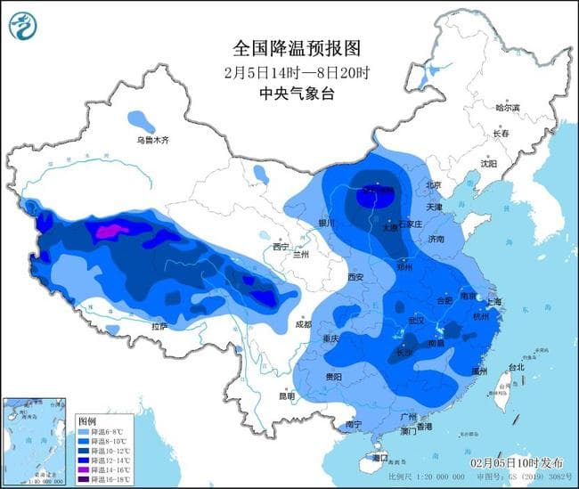 中央气象台发布蛇年首个寒潮预警 北方部分地区过程降温可超10℃
