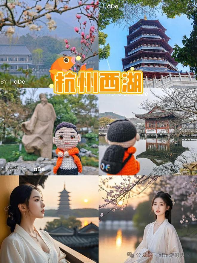 杭州三月限定，西湖边古风大片机位及烟花赏花攻略