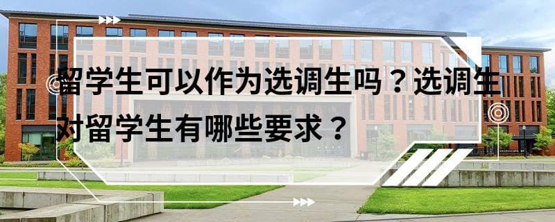 留学生可以作为选调生吗？选调生对留学生有哪些要求？