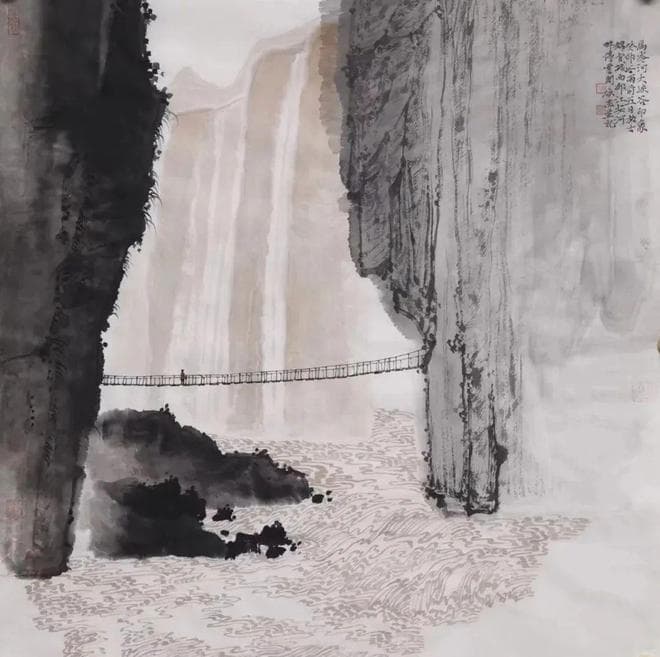 康杰作品赏析：松涧流韵寻幽意，雪夜听松品静思