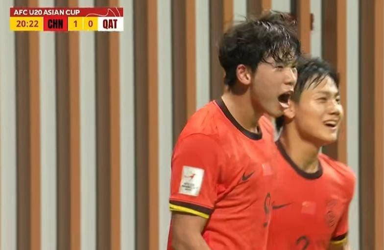 U20国足上半场两球领先卡塔尔，媒体盛赞表现
