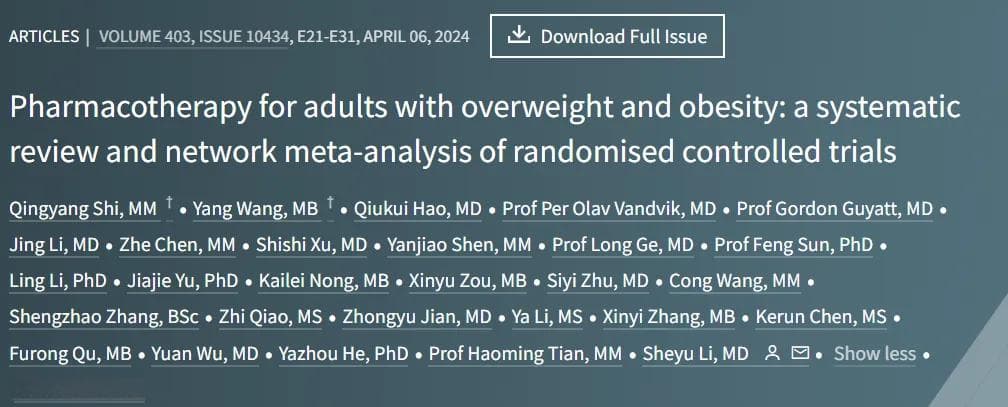 Lancet：四川大学华西医院李舍予团队发布最新研究，揭示减肥药利弊