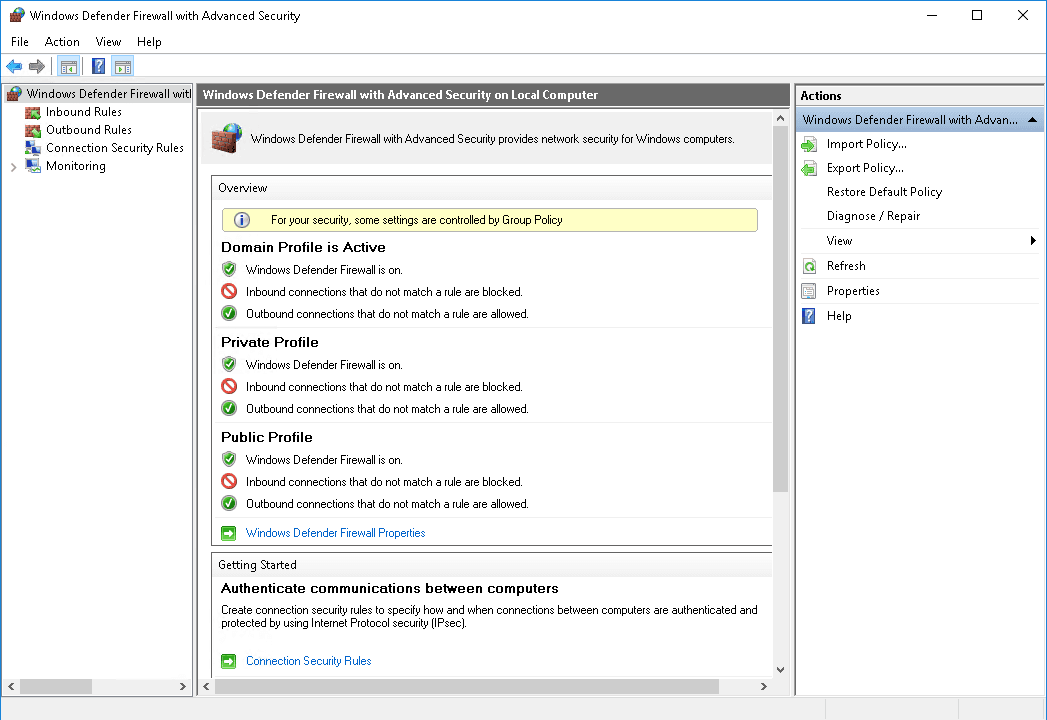 探索具有高级安全性的Windows Defender防火墙