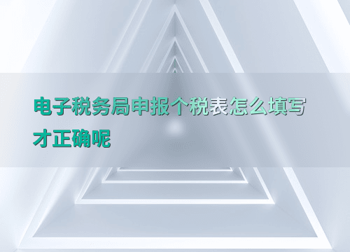 电子税务局申报个税表怎么填写才正确呢