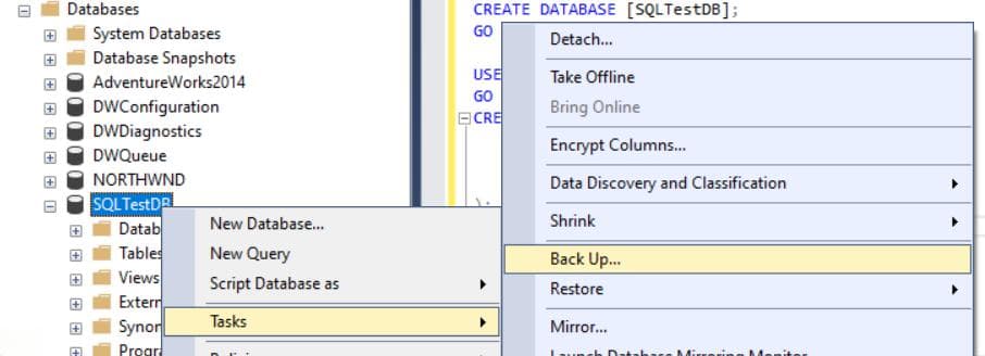 快速入门：使用 SSMS 备份和还原 SQL Server 数据库