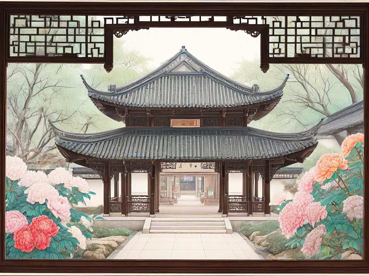 俯瞰古代：古建园林中的百花争艳与人文情怀