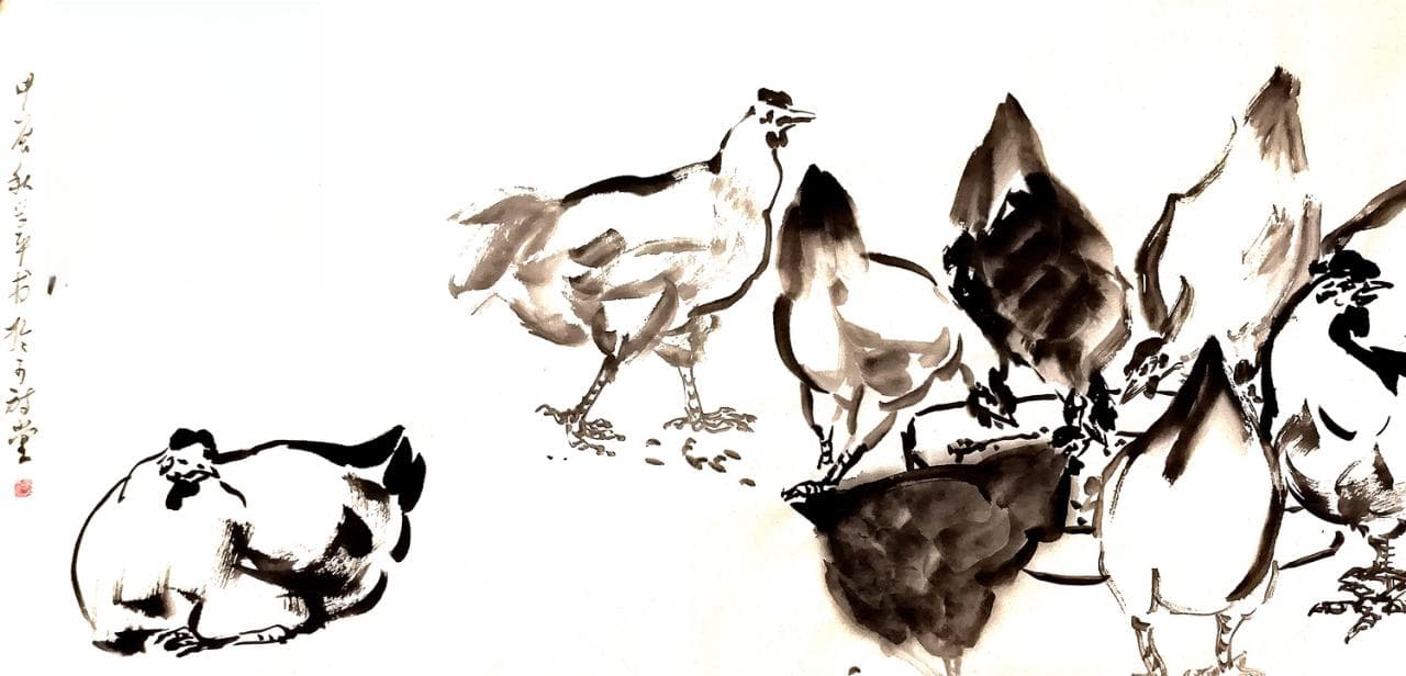 画作赏析：秋韵中的生灵赞歌，赏析于学平“鸡”主题绘画作品