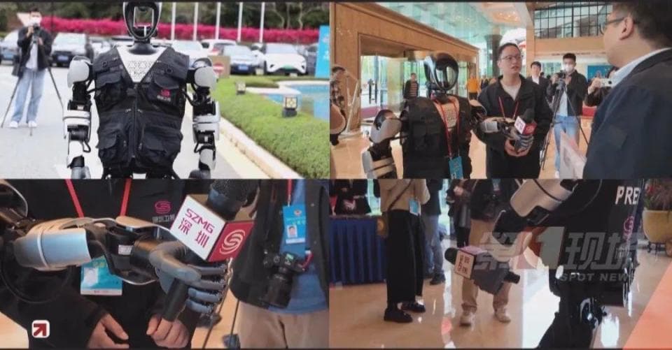 深圳两会现场：人形机器人记者亮相，外骨骼机器人助力设备搬运