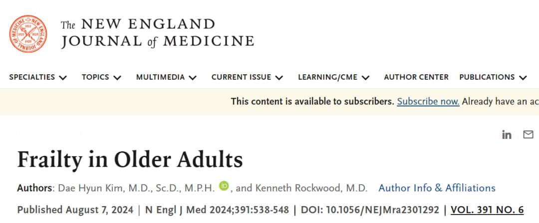 每10个老人中至少有1人衰弱！NEJM：关注5种典型特征，三大“抗衰”措施