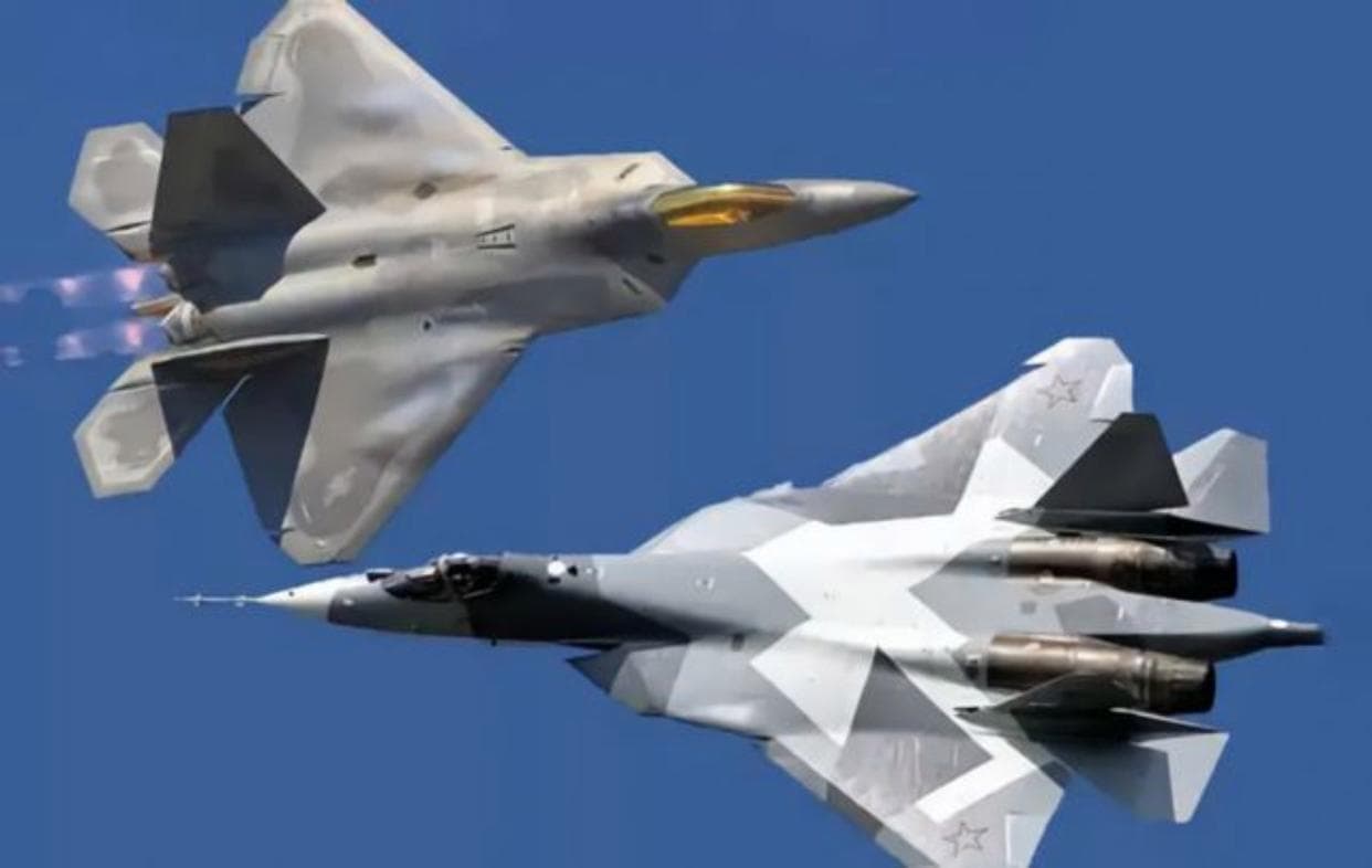 并非双雄对决，而是一面倒的屠杀，当苏57空战遇上F22会怎样？