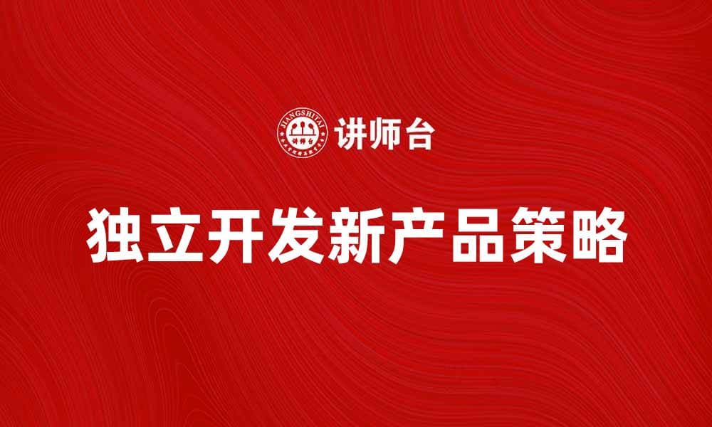 独立开发新产品的成功策略与实践分享