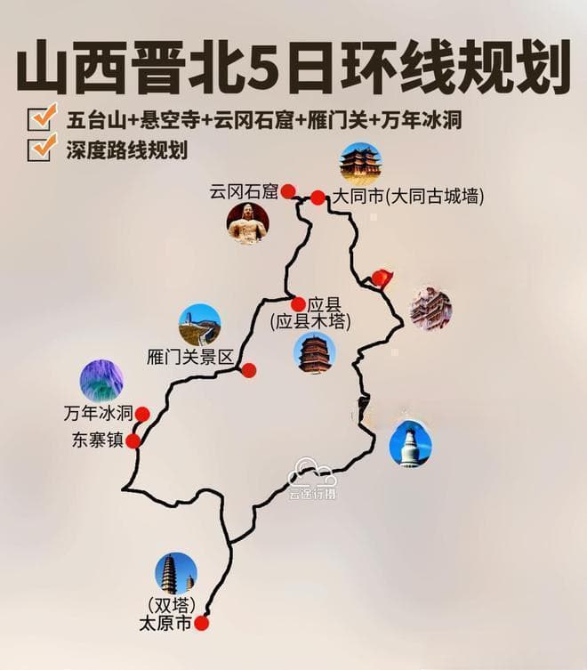 5天玩转晋北：五台山悬空寺等8大景点深度游