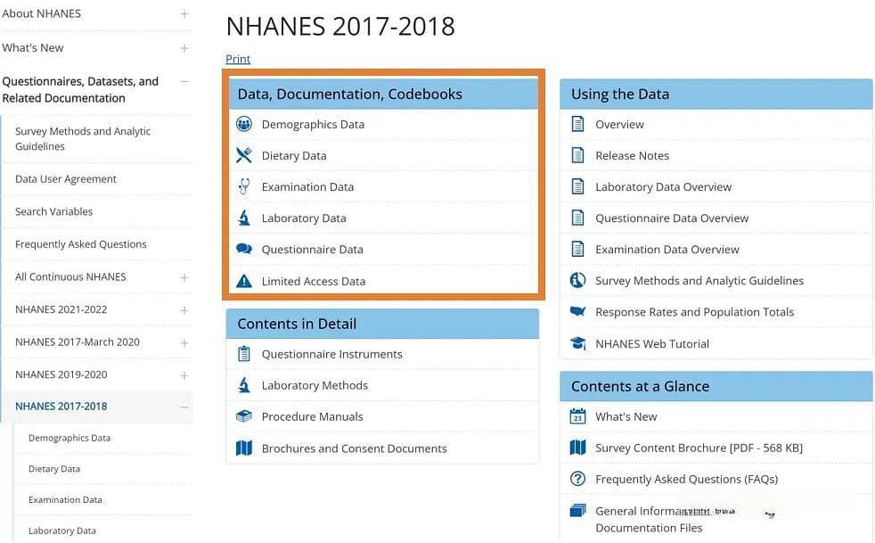 NHANES数据库介绍及数据提取指南