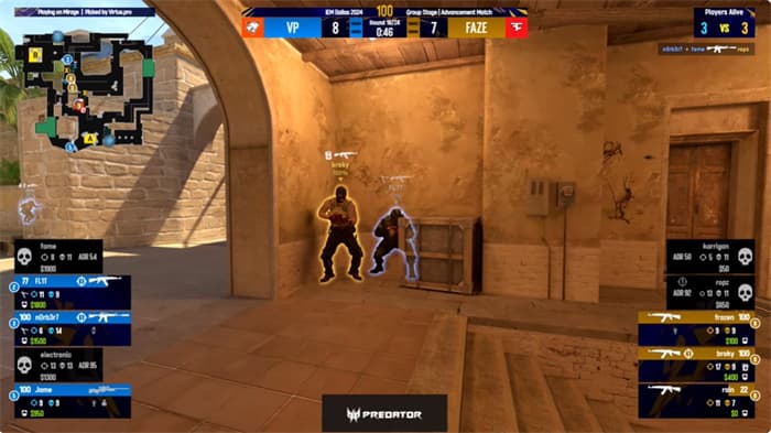 CS2 IEM达拉斯：电子哥一绿带四红难救主 FaZe 2:1击败VP