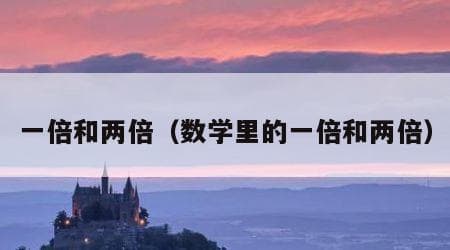 一倍和两倍：数学概念的准确解释