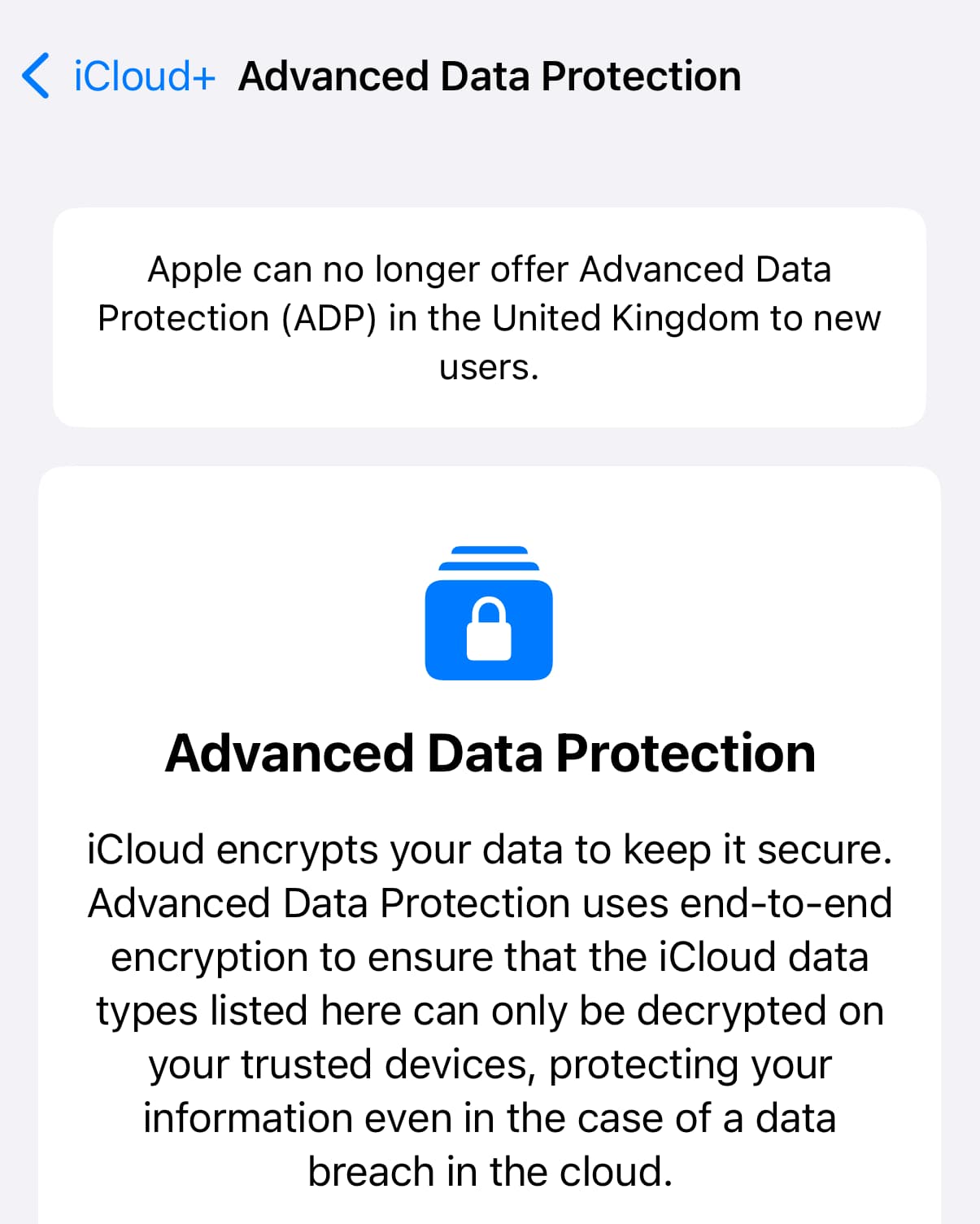 苹果公司在英国停止提供 iCloud 端到端加密功能