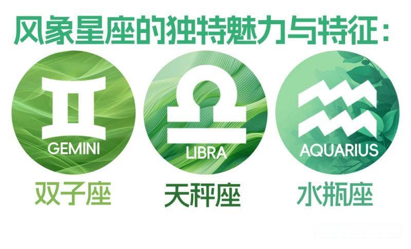 风象星座的独特魅力与特征：双子座、天秤座和水瓶座