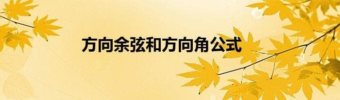 方向余弦和方向角公式