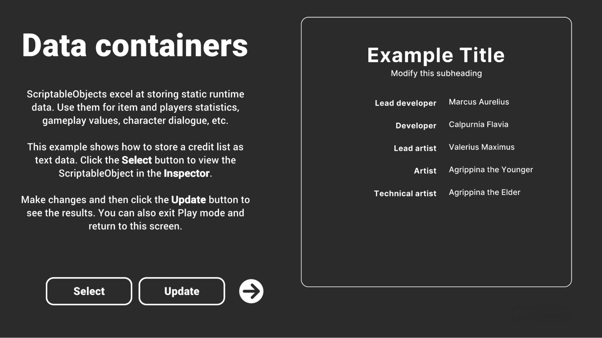 使用 ScriptableObjects 分离游戏数据和逻辑