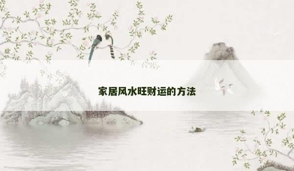 家居风水旺财运的方法