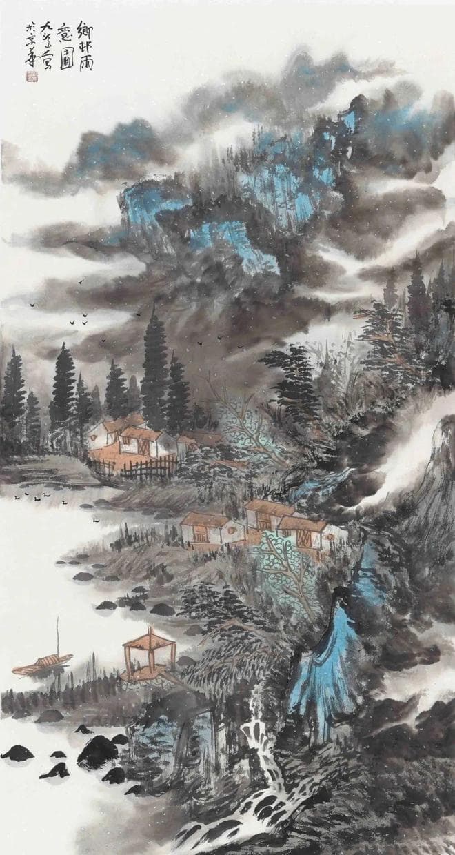 刘国恩作品赏析：云绕青山藏雅韵，花盈溪谷溢乡情