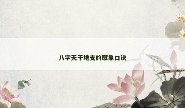 八字天干地支的取象口诀