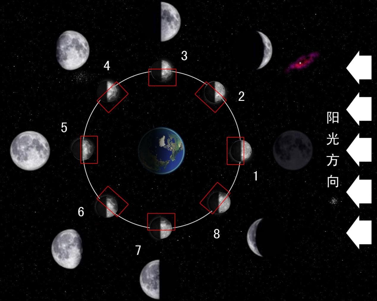 为什么有时候月亮天一黑就在天上，有时候深夜了才升起？（月相变化规律）