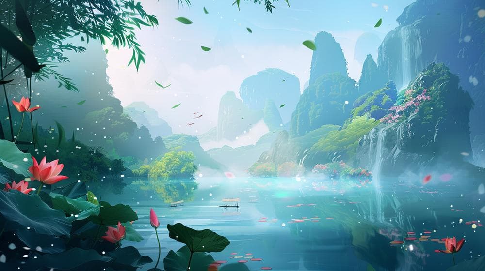 AI生图：梦幻般的山水画景