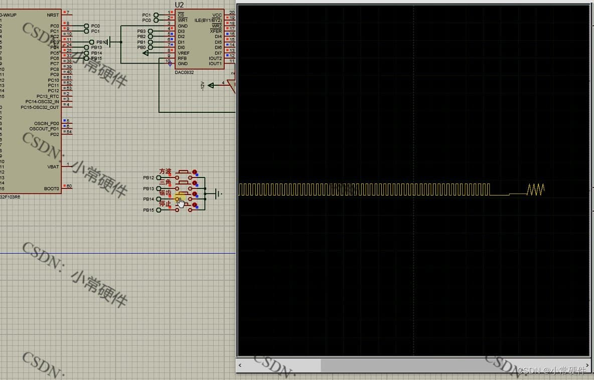 Proteus仿真：基于STM32的简易波形发生器设计