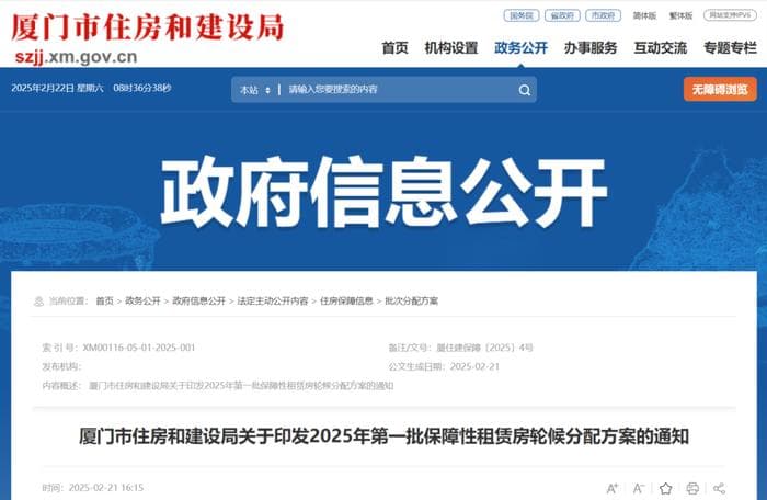 厦门2025年首批保障性租赁房启动意向登记，四区现房房源即将开放