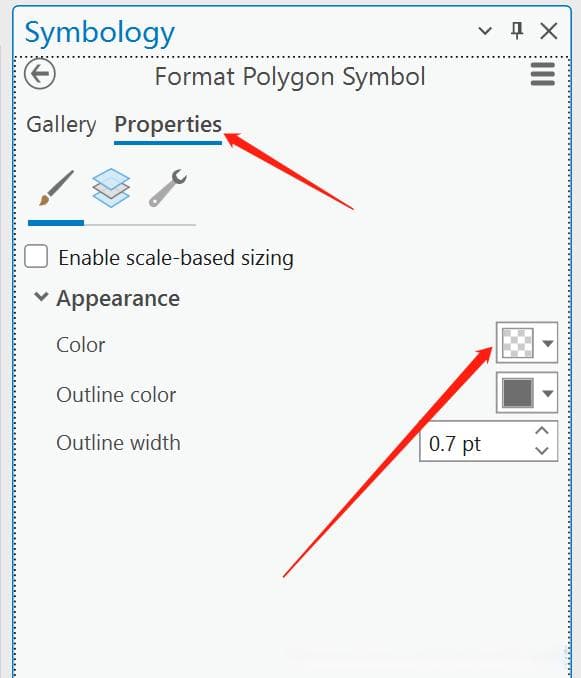 ArcGIS Pro 中，如何将特定图层的符号设置为“无颜色”