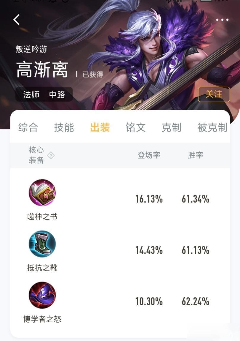 王者荣耀高渐离出装：核心三件套及战局应对方案