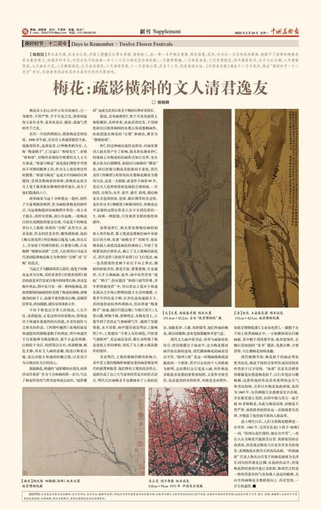 梅花：疏影横斜的文人清君逸友