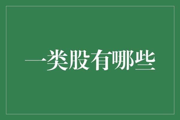 A股市场中那些值得关注的一类股：价值投资者的瑰宝