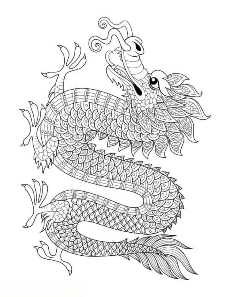 10张祖先和保护神的象征龙的形象传统涂色图片免费下载！