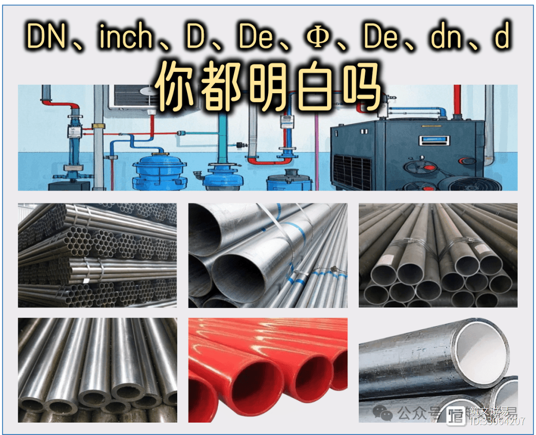 管道规格表示方法详解：DN、inch、D、Φ、De、dn、d的区别与应用