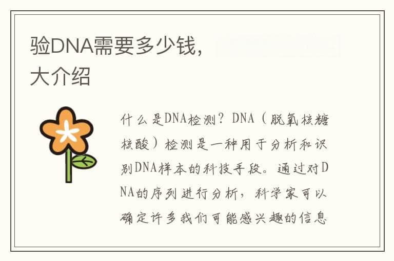 验DNA需要多少钱，DNA检测费用大介绍