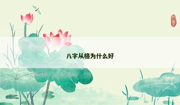 八字从格为什么好